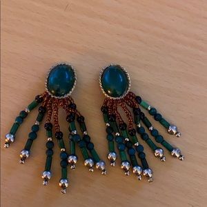 Clíp on green malachite beads earnings